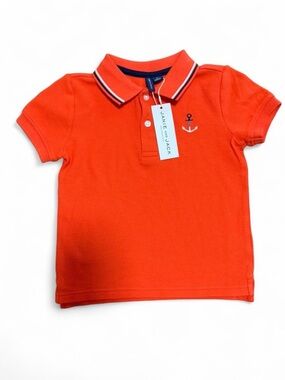 Janie and Jack Cotton Pique Embroidered Polo - Size 2T